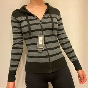 Armani Exchange XS Black Gray Hoodie Sleeve NWT